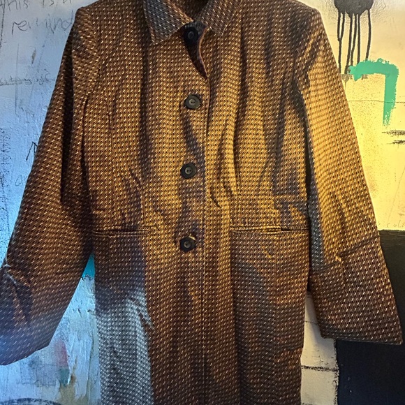 Brown Patterned Button-Up Coat - Picture 1 of 4